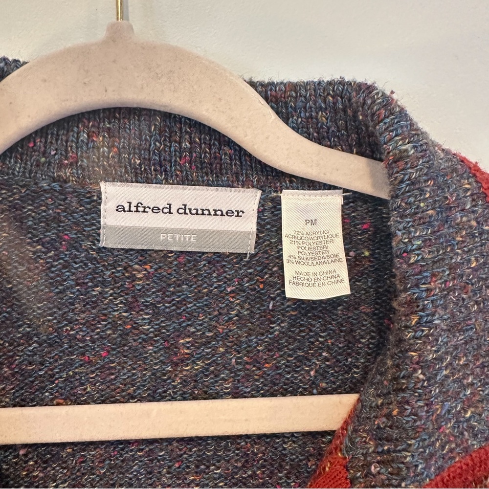 Alfred Dunner Multicolor Patchwork Zip-Up Sweater… - image 3